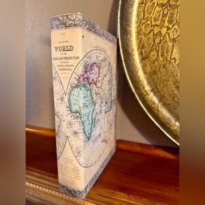 Vintage World Map Hollow Book Decor